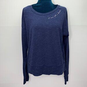 Gap Shirt Small It Was All A Dream Blue Long Sleeve Tee Shoulder Graphic